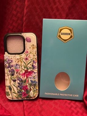 Goodon Protective Phone Case with attached card holder. For iPhone 15 Pro.